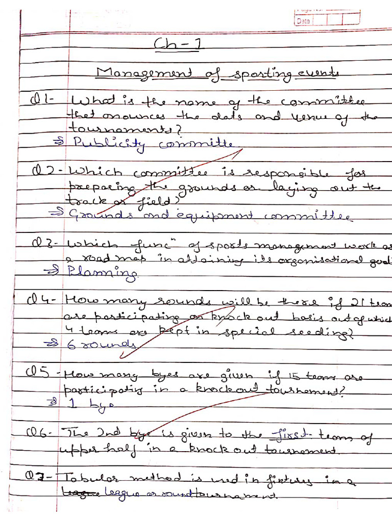 Physical education management of sporting events | PDF