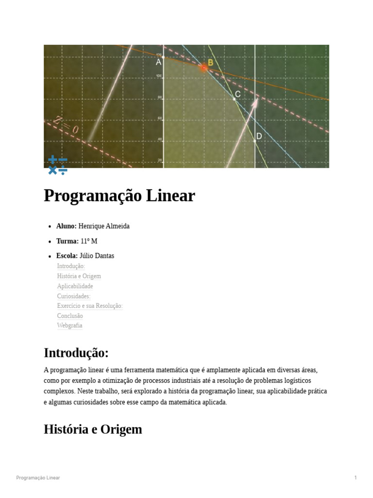 História e Aplicações da Programação Linear | PDF | Programação linear ...