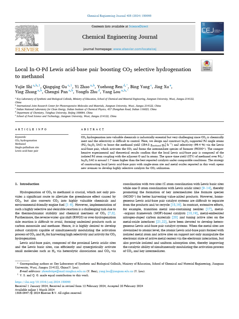 CO2 to Methanol Catalysis Boost | PDF | Catalysis | X Ray Photoelectron ...