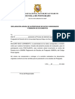 DECLARACION JURADA Veracidad de Documentos