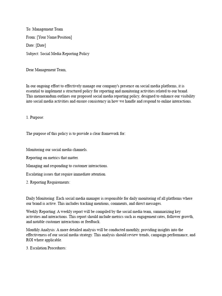 Social Media Reporting Policy - Draft Memo | PDF | Social Media ...