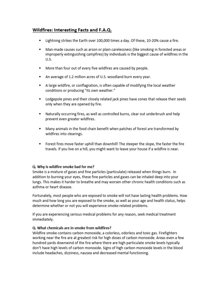 Wildfire Faqs Pdf Wildfire Fires