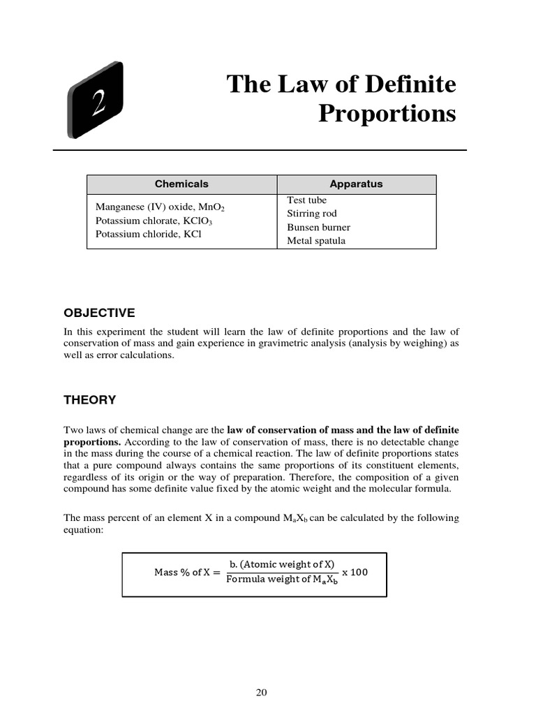 Chem 107 Lab Manual Ch2 Pdf Chemistry Physical Sciences