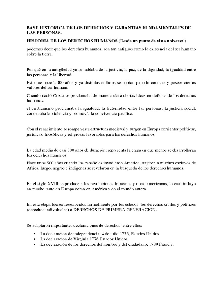Base Historica de Los Derechos y Garantias Fundamentales de Las ...