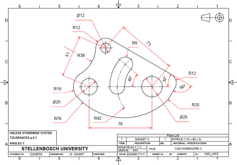 CAD Homework 2 Parts List | PDF
