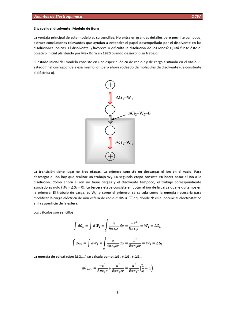 Modelo de Born en Electroquímica | PDF | Solvacion | Solvente