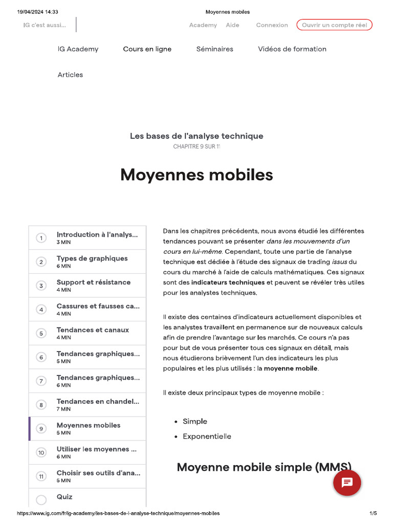 Academy Les Bases de L Analyse Technique Moyennes Mobiles | PDF