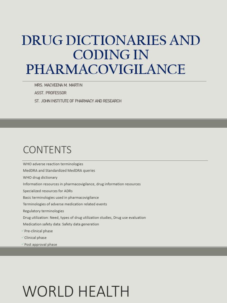 Drug Dictionaries and Coding in Pharmacovigilance | PDF ...