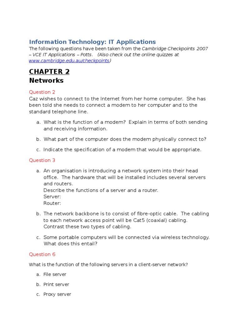 IT Applications: Networking Fundamentals | PDF | Modem | Computer Network