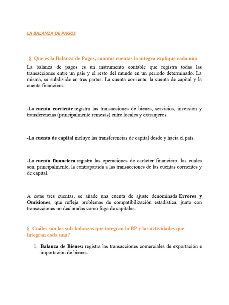 Balanza de Pagos: Análisis y RD | PDF | Balance de pagos | Producto ...