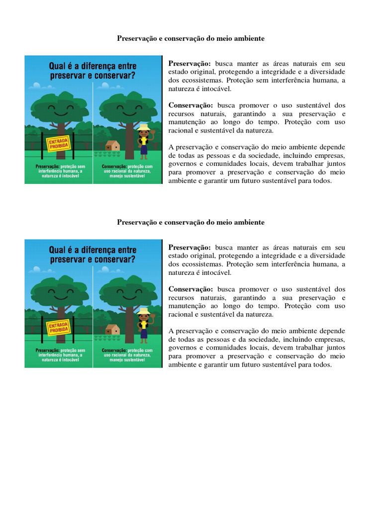 Diferenças entre Preservação e Conservação | PDF