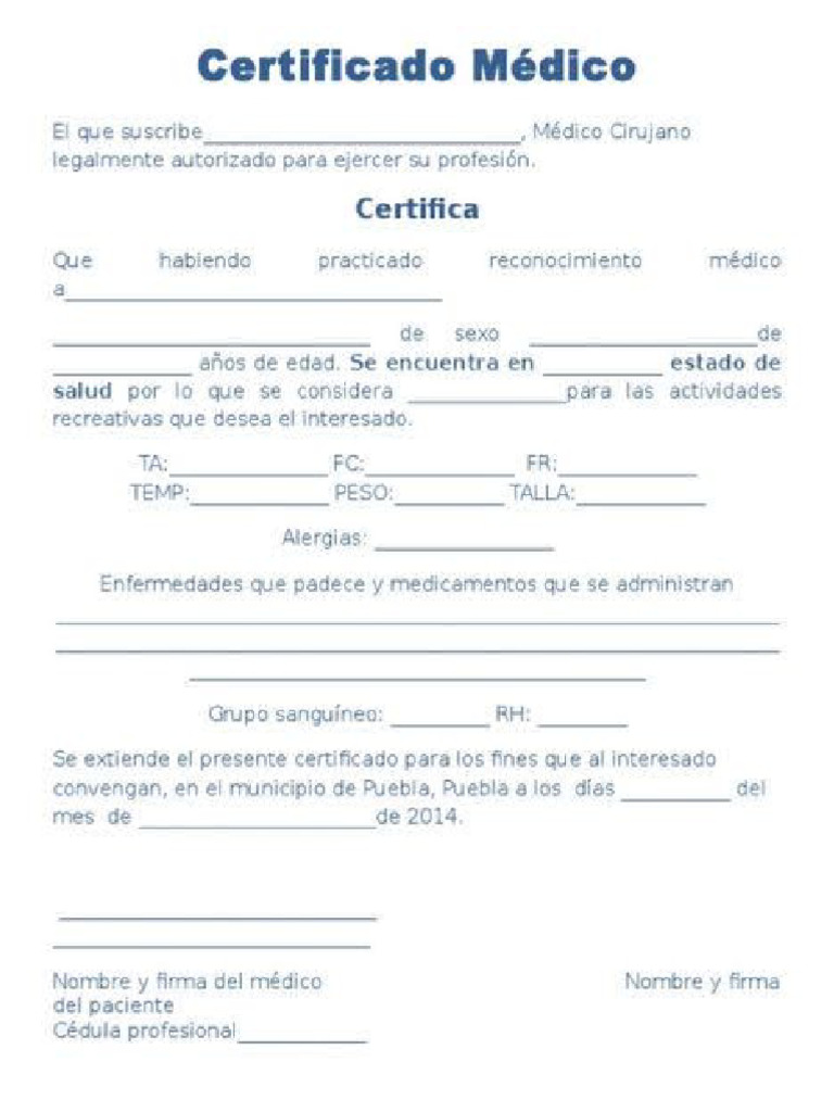 ejemplo certificado medico | PDF