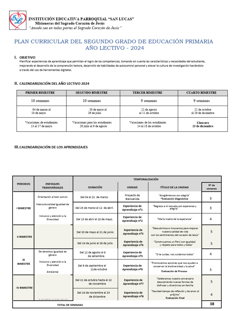 Matriz de Plan Curricular-Segundo Primaria | Descargar gratis PDF ...