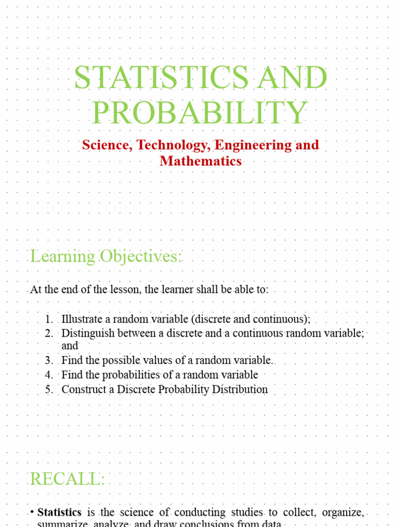 Statistics and Probability Until T Distribution - Grade 11 3rd-4th ...