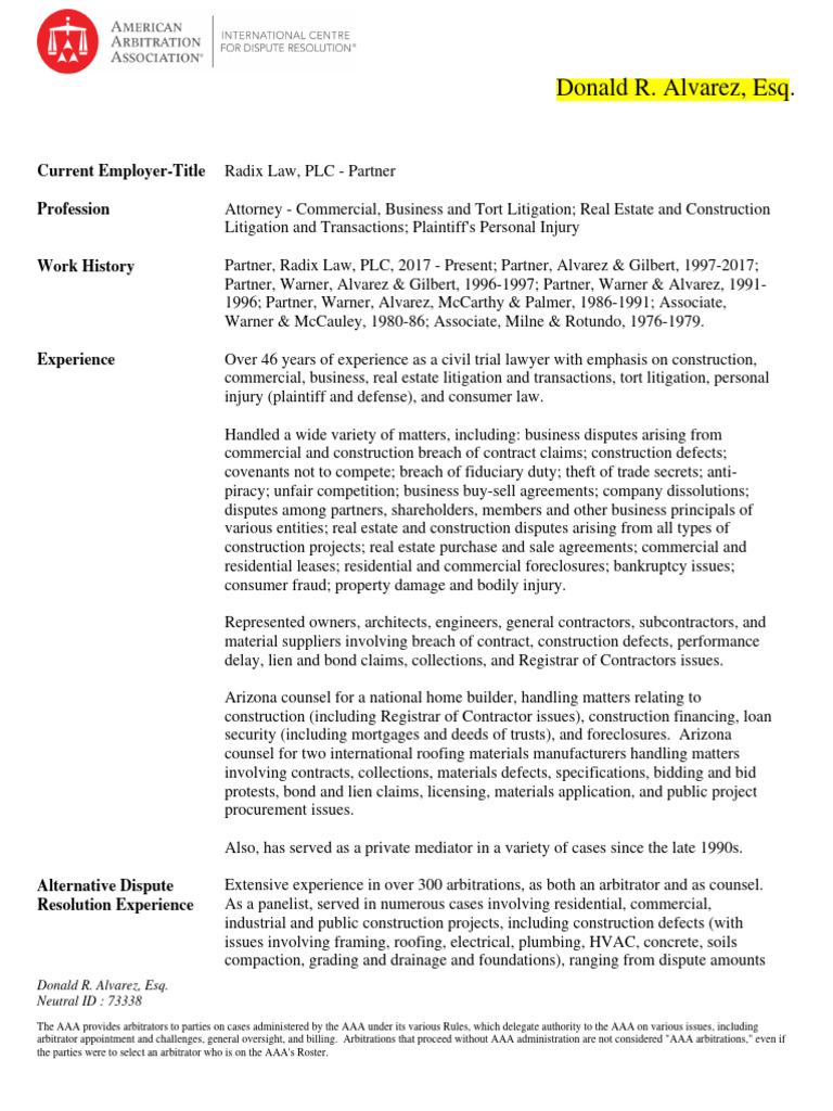 20220624 Arbitrator Resumes PDF Mediation Arbitration