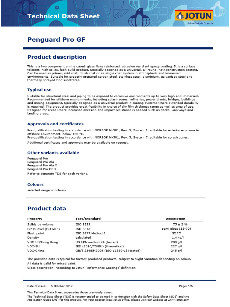 Penguard Pro GF Technical Data Sheet | PDF | Abrasive | Coating