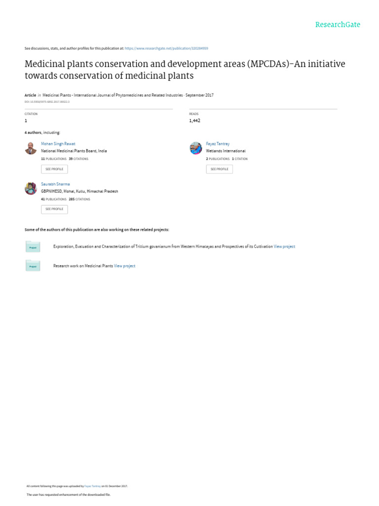 Medicinal Plants Conservation Initiatives | PDF | Conservation Biology ...