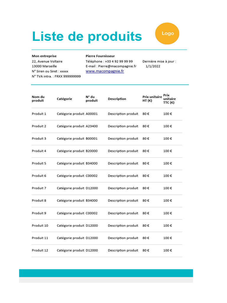 Modèle de Grille Tarifaire Gratuit | PDF | Taxe sur la valeur ajoutée ...