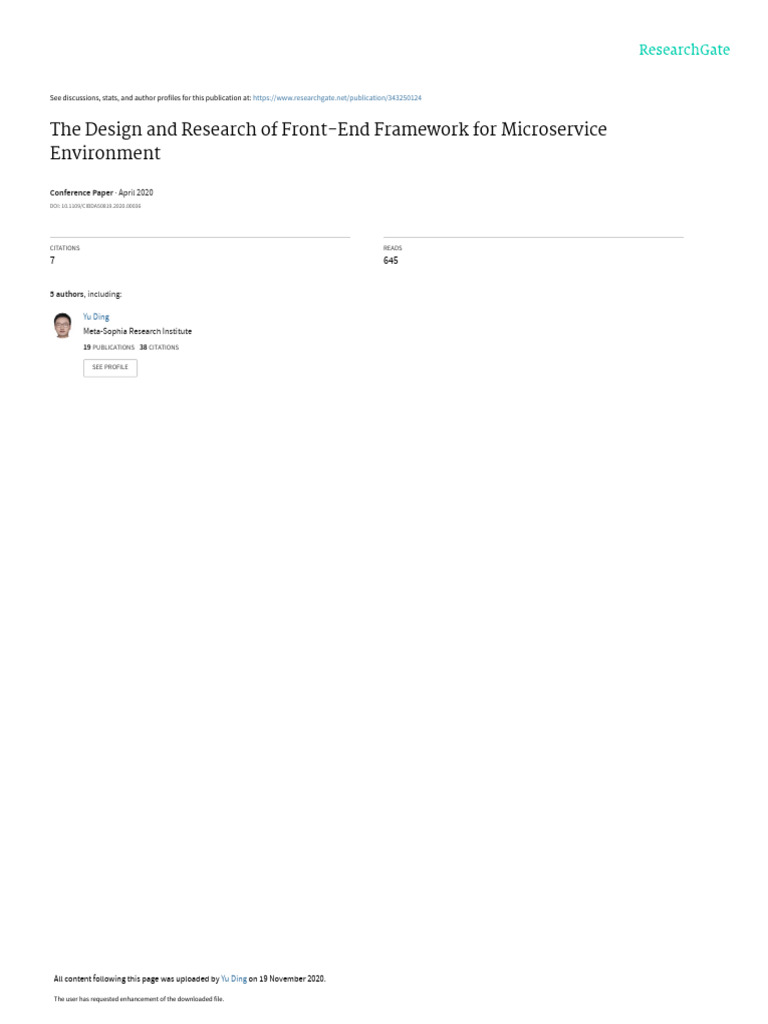 The Design and Research of Front End Framework For Microservice