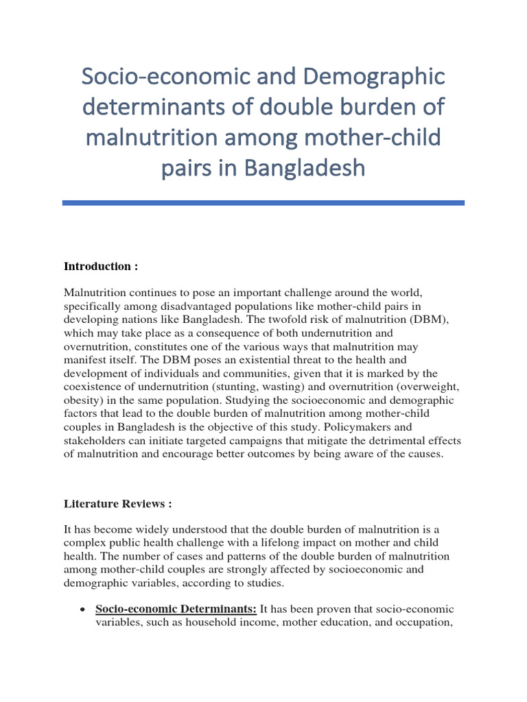 Malnutrition in Bangladeshi Mothers & Children | PDF | Malnutrition ...