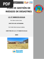 Plan de Gestión de Riesgos 2025 | PDF | Riesgo | Reducción de Desastres