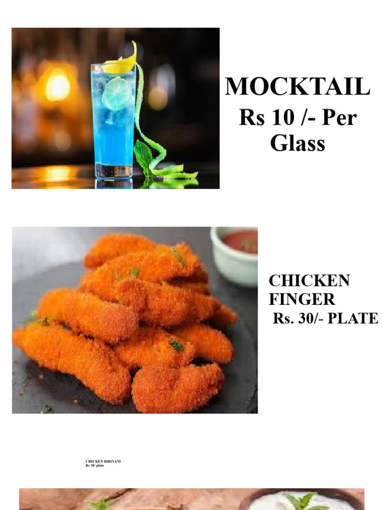 Affordable Menu: Mocktails & Snacks | PDF