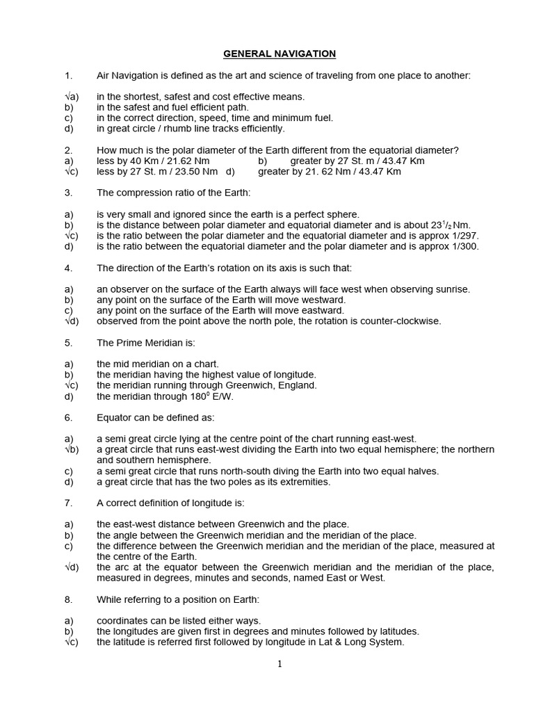 PPL Question Bank on Navigation (MCQ) PDF Twilight Latitude