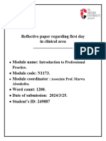 Reflective Paper Regarding First Day in Clinical Area