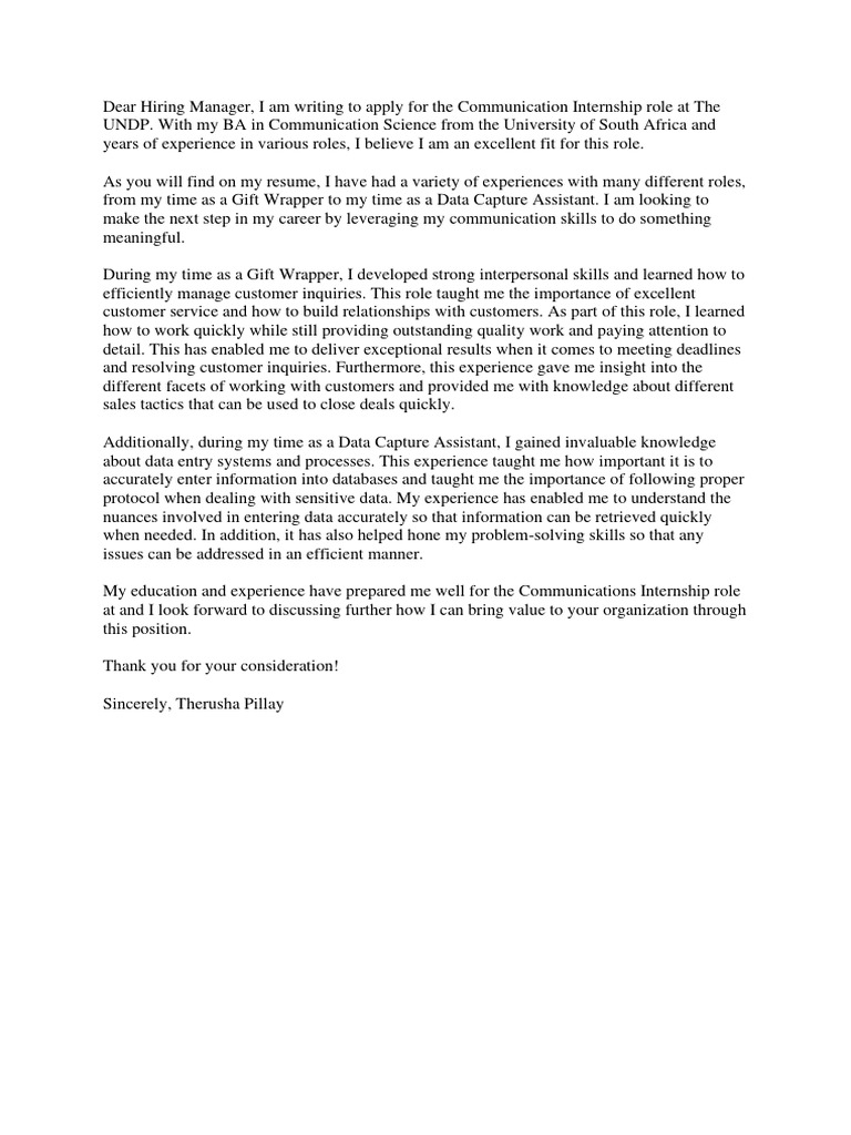 Cover Letter Undp | PDF