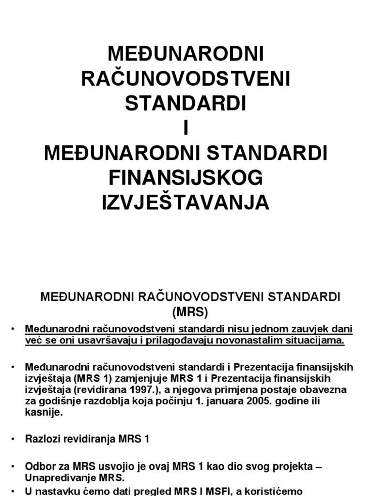 Međunarodni Računovodstveni Standardi | PDF