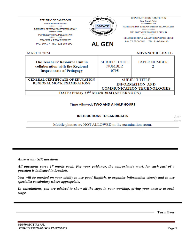ICT A-Level Exam Questions Overview | PDF | Computer Data Storage ...