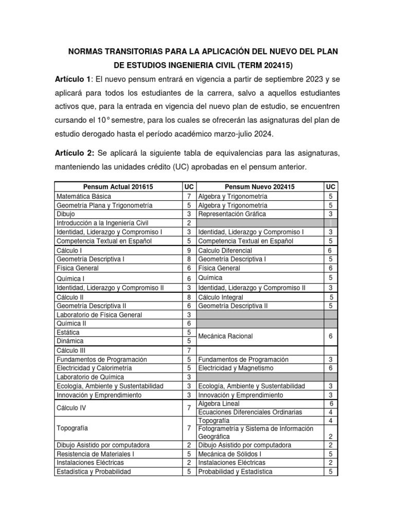 Normas transitorias ingenieria civil 202425 descargar gratis pdf