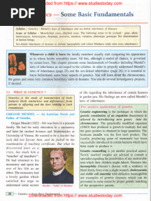 ICSE Class 10 Selina Biology Chapter 03 Genetics Some Basic Fundamentals