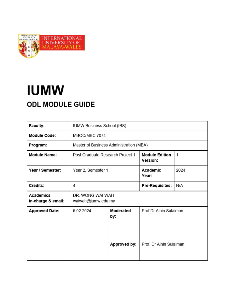 Odl Module Guide Template - PGRP 1 | PDF | Methodology | Scientific Method