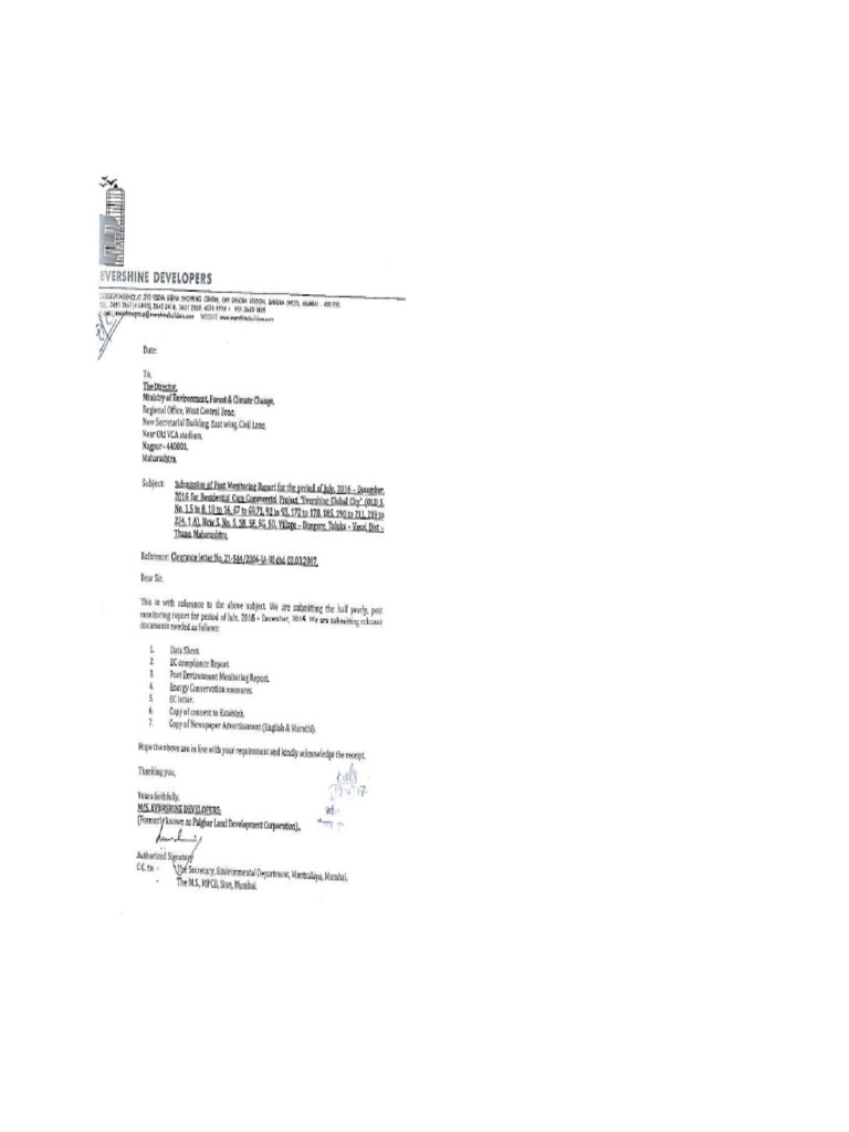 Evershine Developers Compliance Report | PDF | Sewage Treatment | Waste