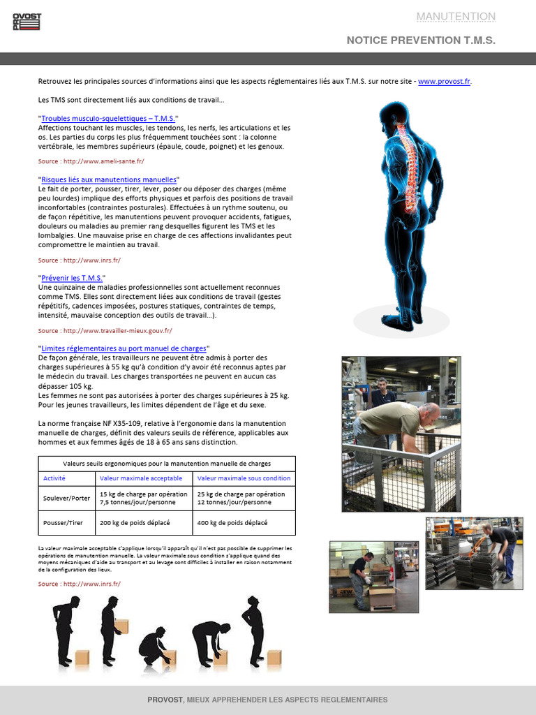 Prévention des TMS en Manutention | PDF | Maladies et troubles