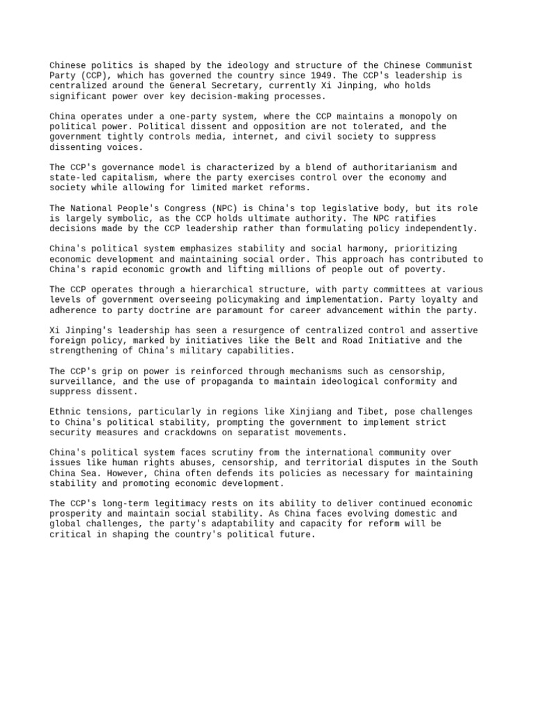 Overview of Chinese Communist Party Dynamics | PDF | China | World Politics