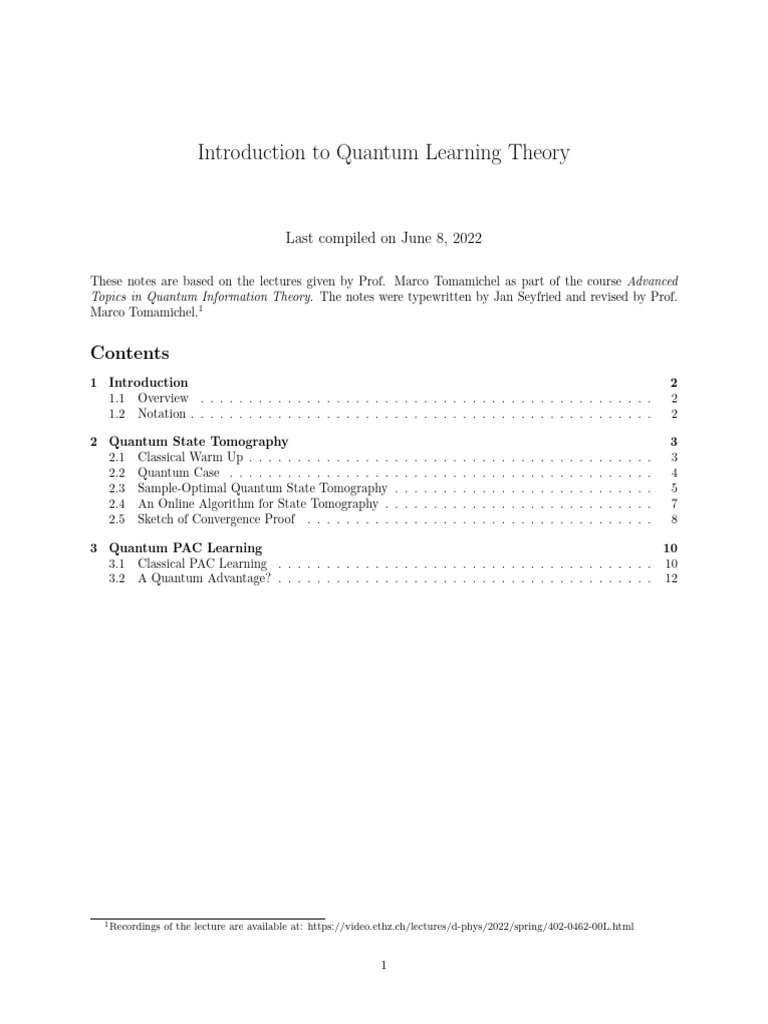 Quantum Learning Theory Overview | PDF | Expected Value | Applied ...