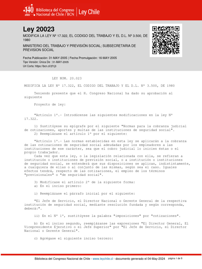 Modificaciones Ley 20023 Chile | PDF | Demanda judicial | Justicia
