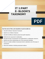 Unit 1 - Part One Blooms Taxonomy