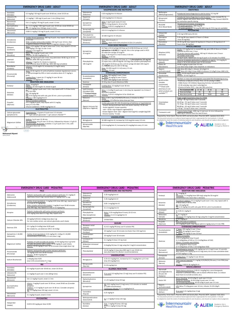Emergency Drug Dosage Guidelines | PDF | Drugs | Pharmacology