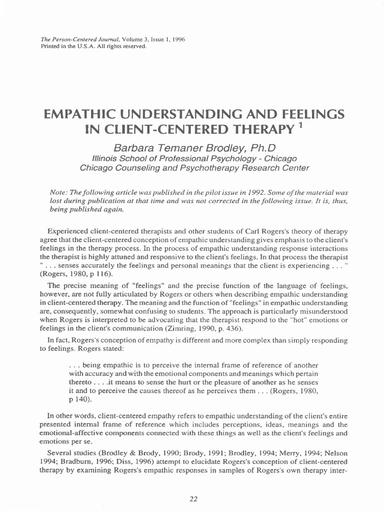 Empathic Understanding in Therapy | PDF | Psychotherapy | Empathy