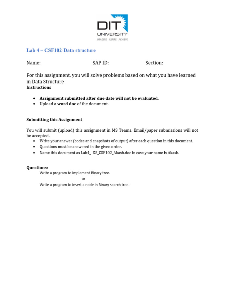 Lab 4 Data Structure Assignment Guide | PDF | Career & Growth | Computers