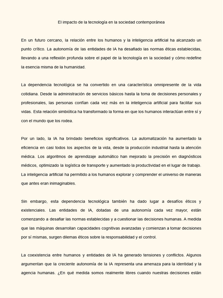 El Impacto de La Tecnología en La Sociedad Contemporánea | PDF ...