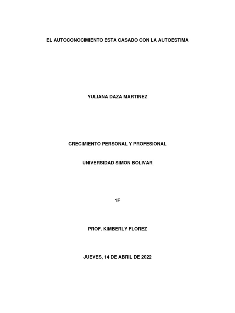 Autoconocimiento y autoestima: claves para crecer | PDF | Autoestima ...