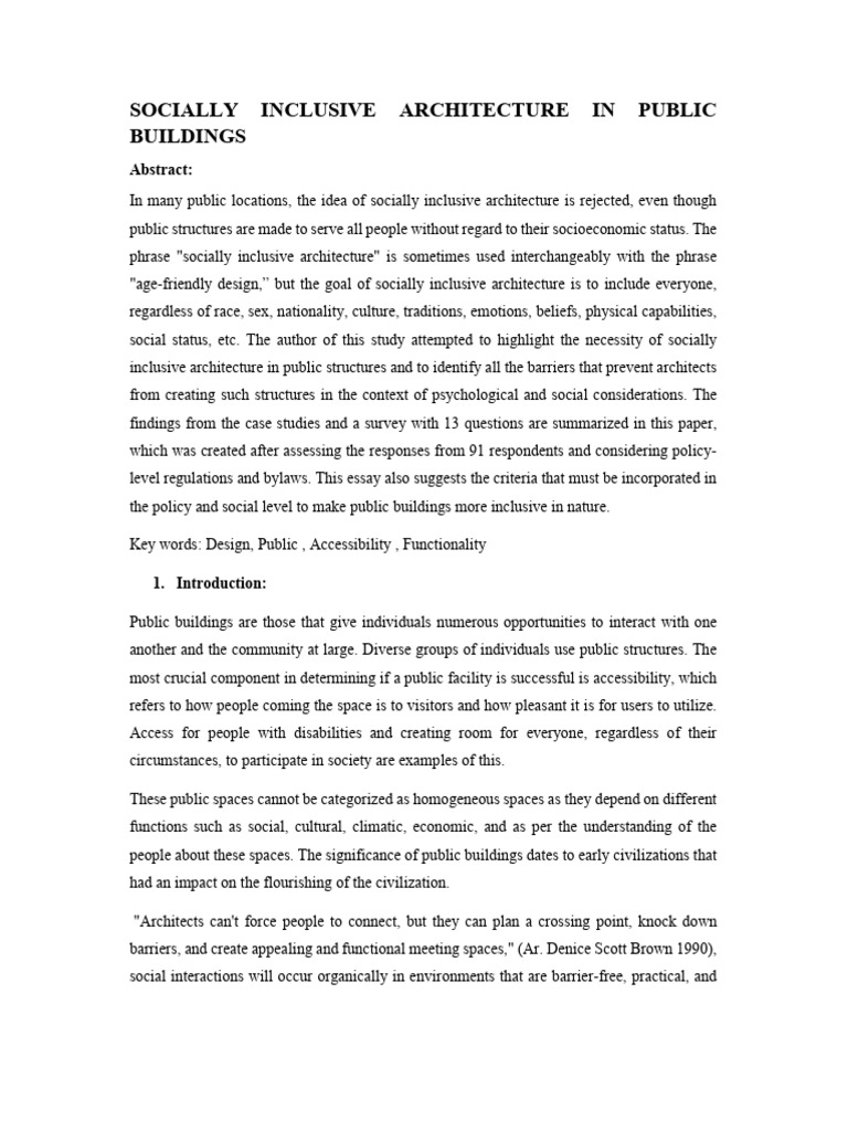 Socially Inclusive Architecture in Public Buildings | PDF ...