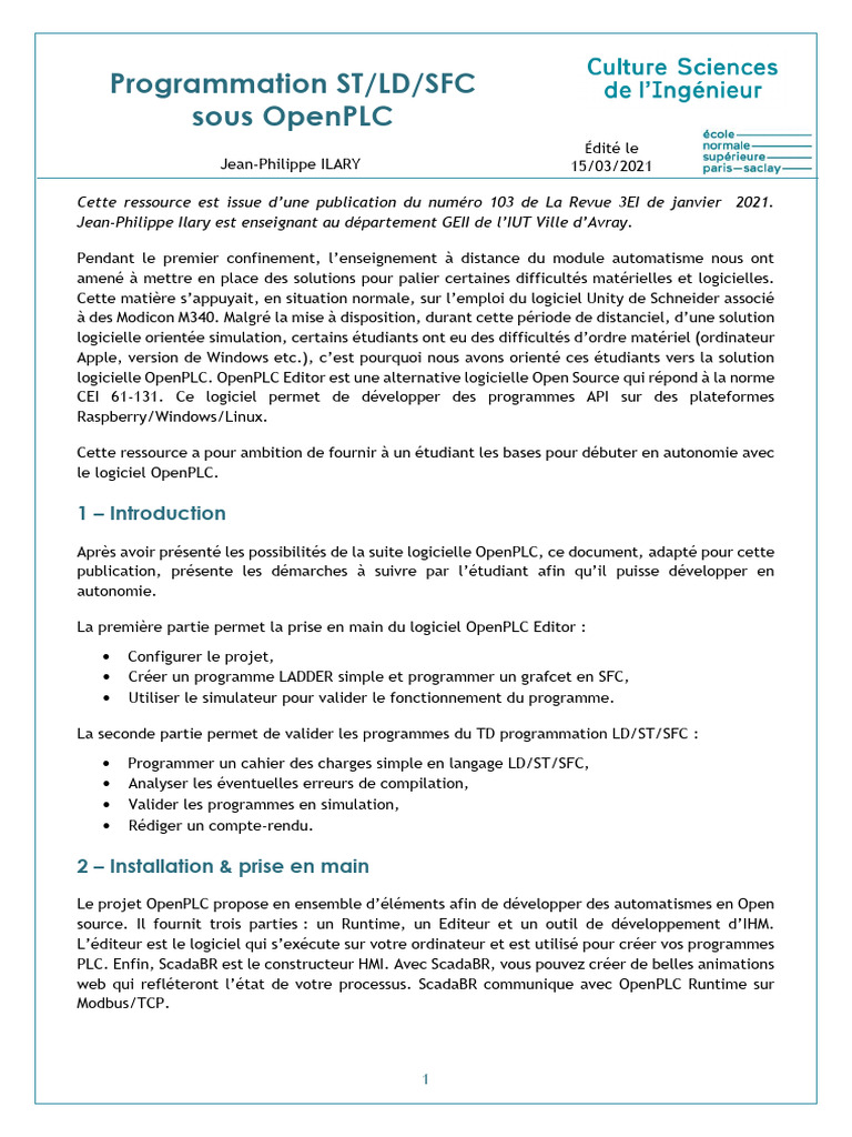 Programmation ST/LD/SFC avec OpenPLC | PDF | Programmation informatique ...