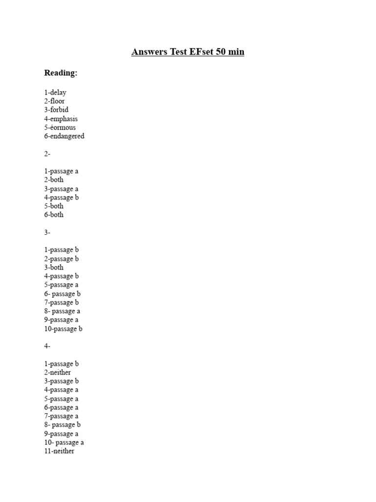 Answers test efset 50 min pdf