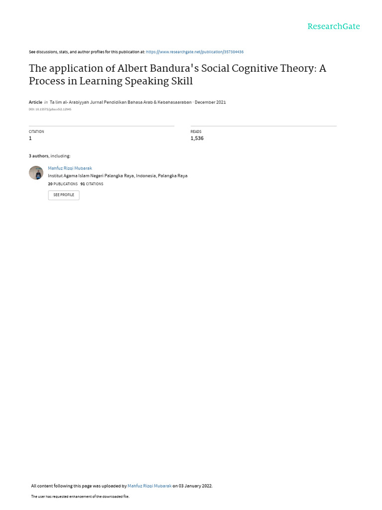 The Application of Albert Banduras Social Cogniti | PDF | Learning ...
