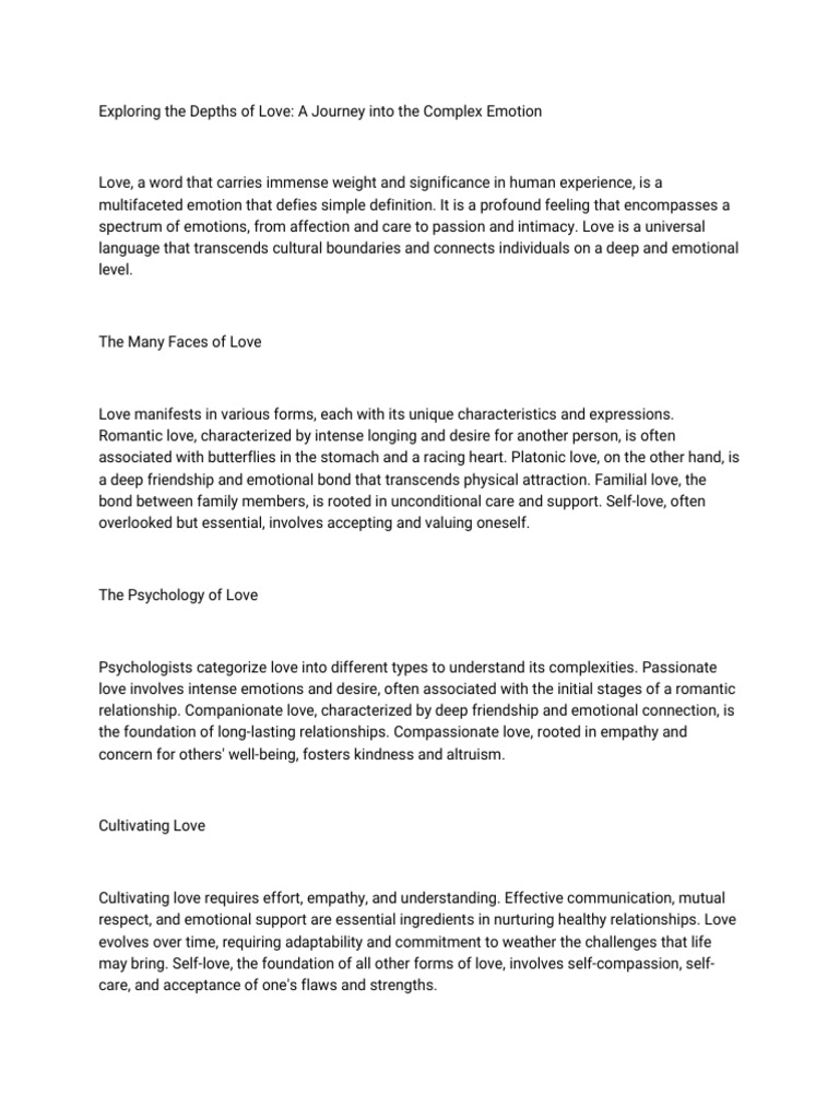 Understanding the Complexities of Love | PDF | Love | Emotions